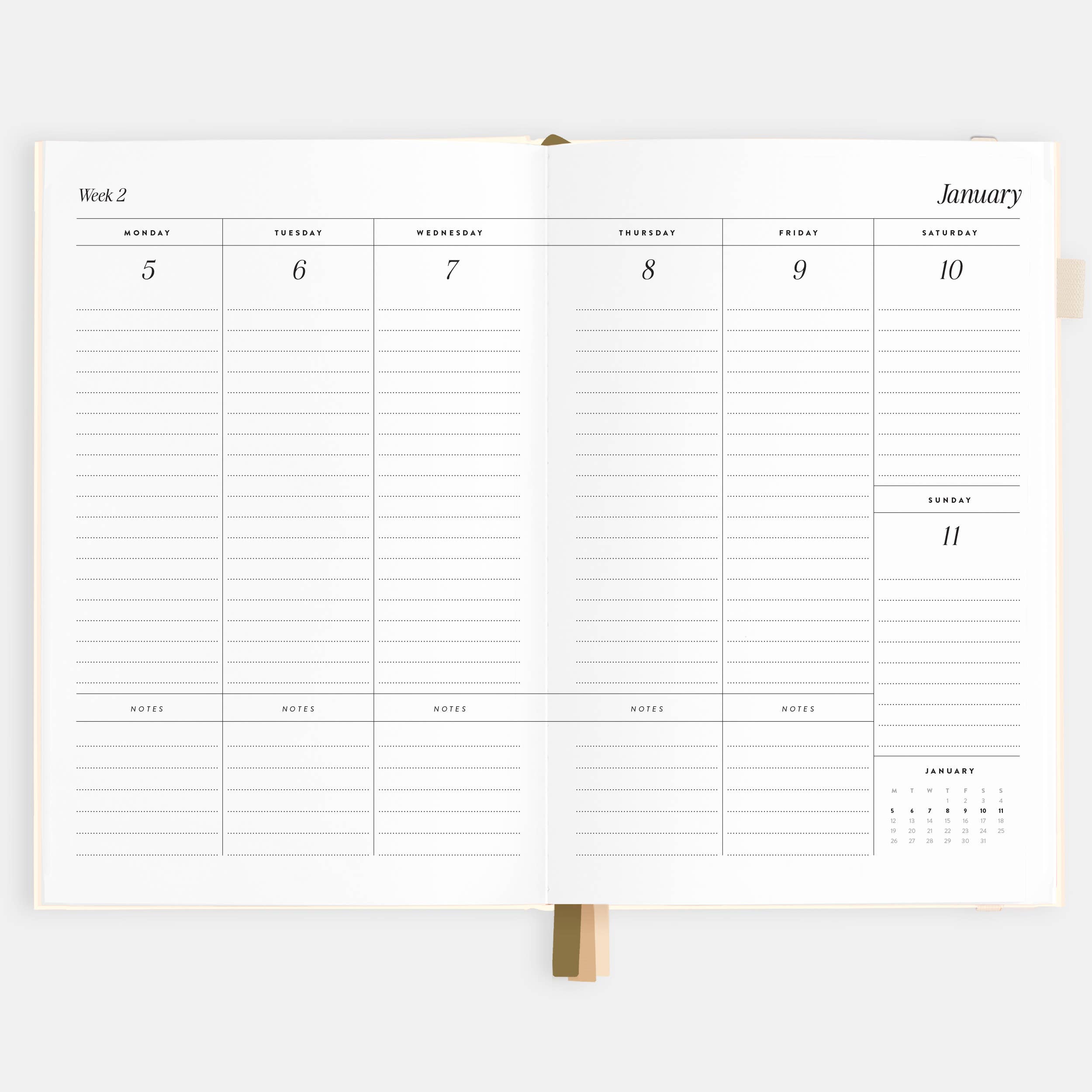 2026 Creme A5 Vertical Planner