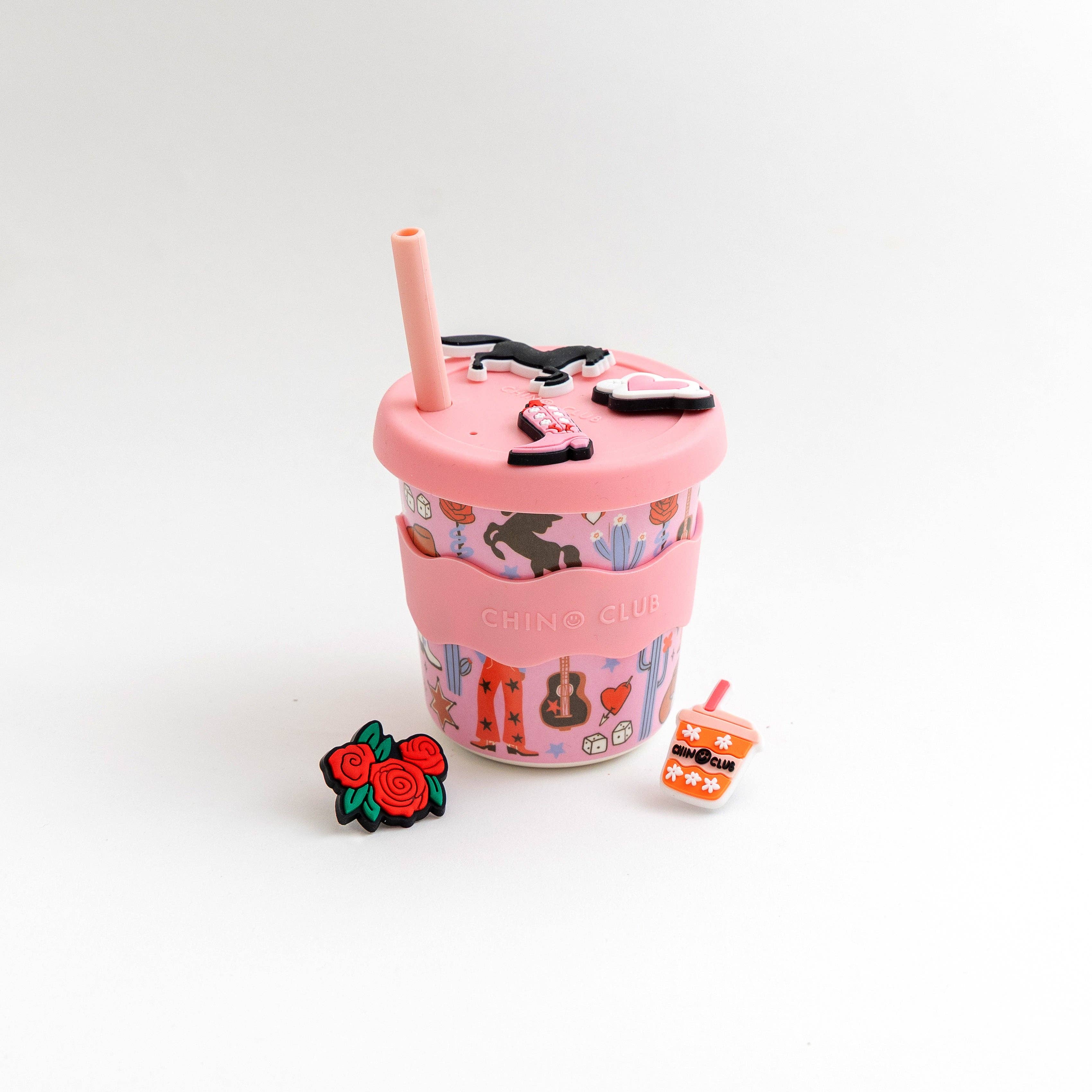 Cowgirl Chino Charm Cup 8oz by Chino Club, featuring a detailed cowgirl design on a ceramic mug.