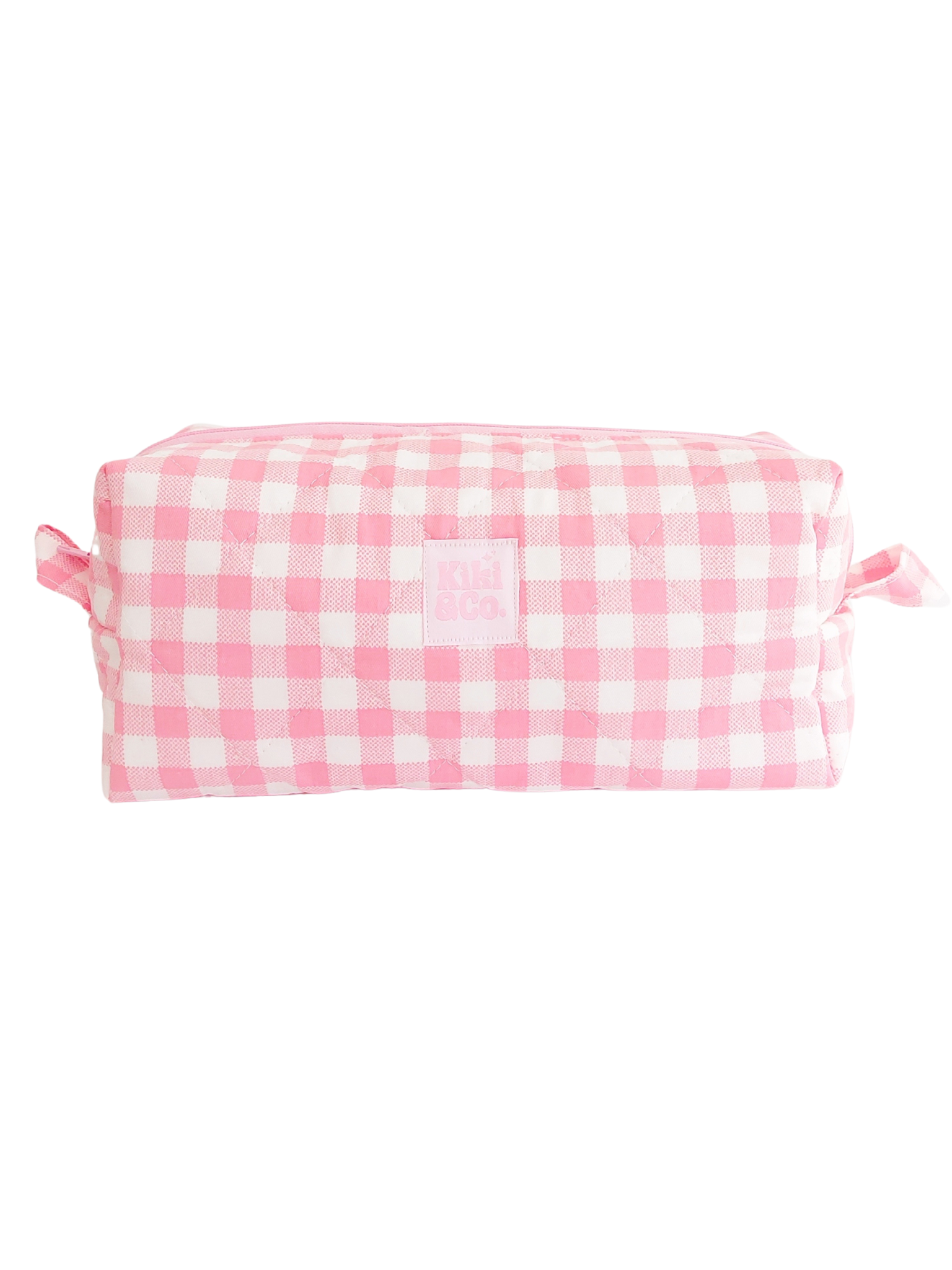 Quilted Makeup Bag- Pink Gingham