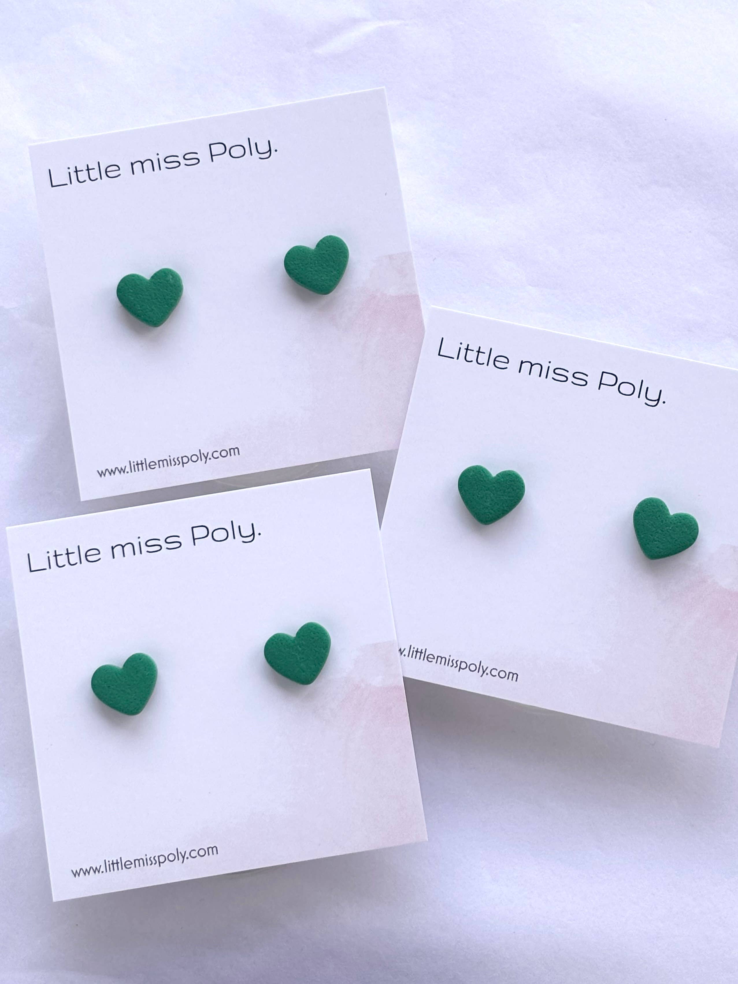 Mini Heart Stud - Forest Green