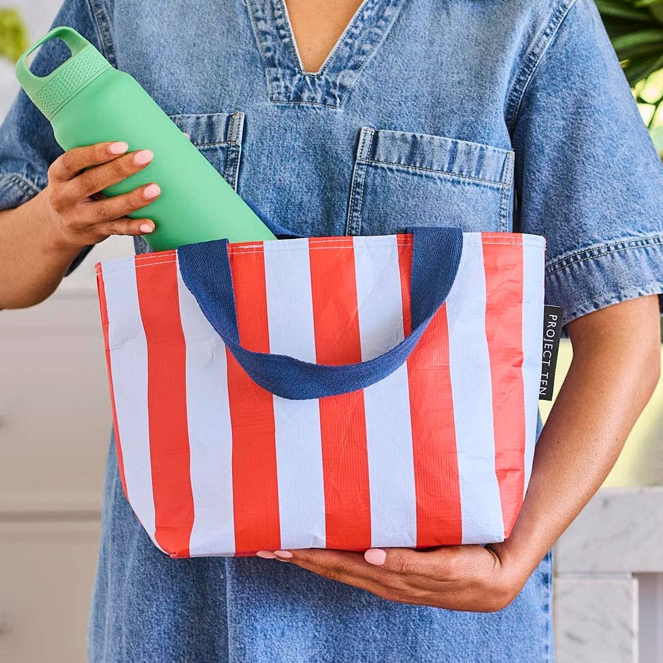 Mini Tote – Red Blue Stripe