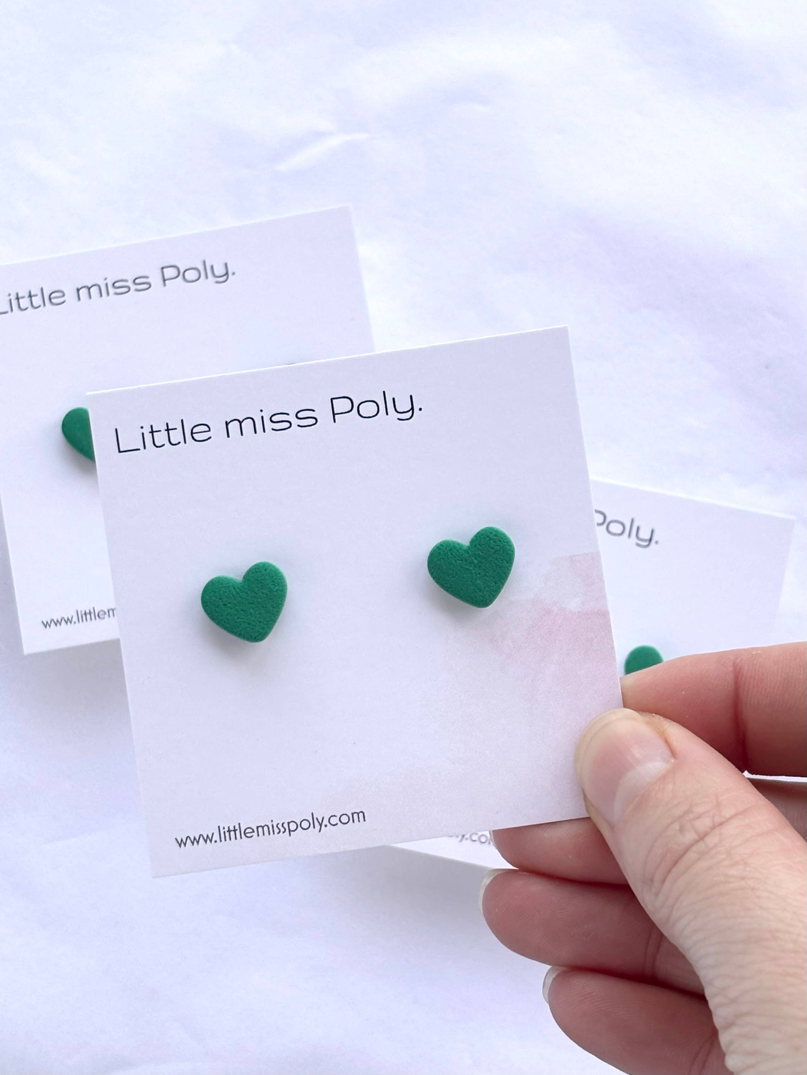 Mini Heart Stud - Forest Green