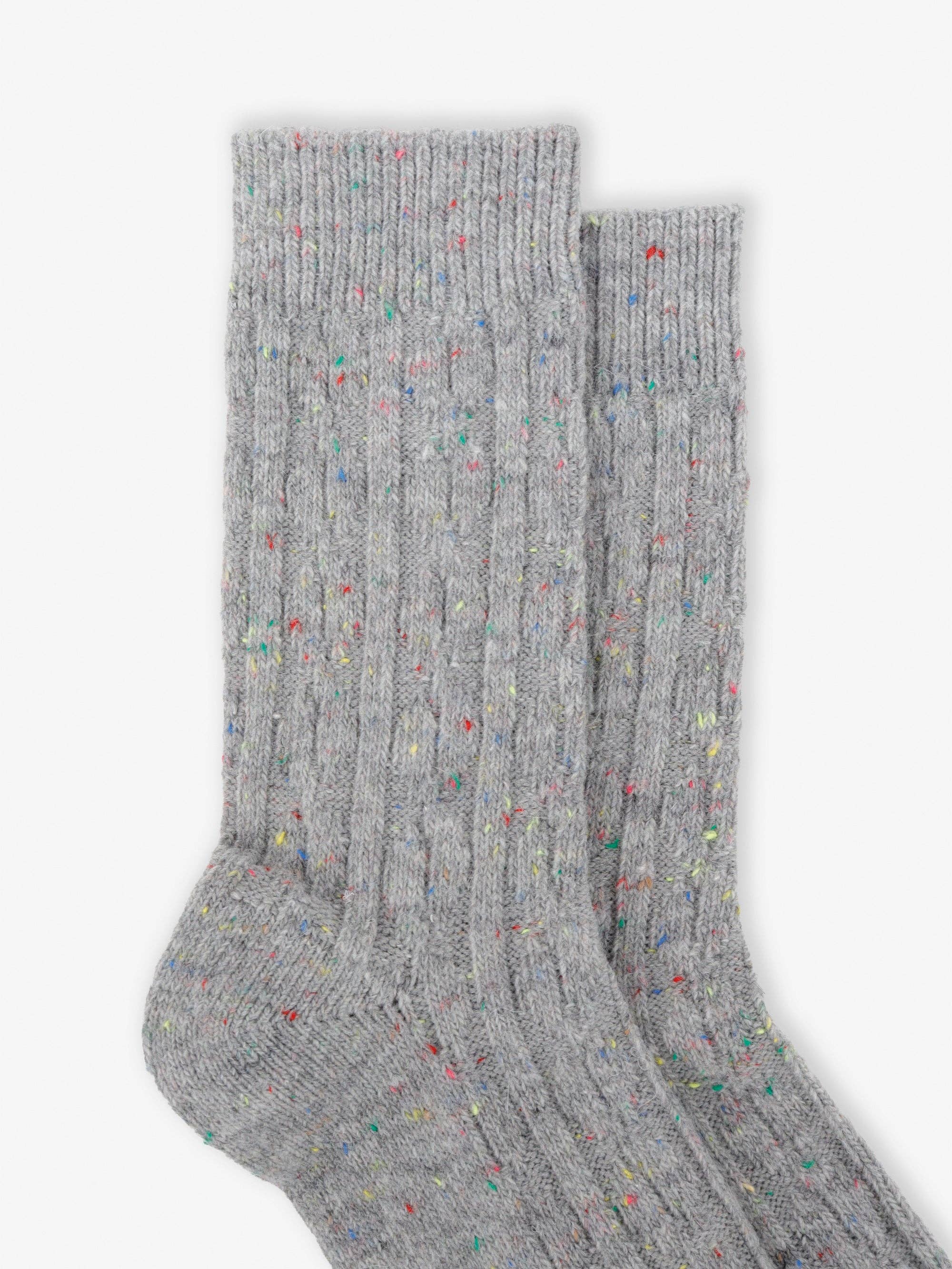 Cable Neb Crew Socks in Grey