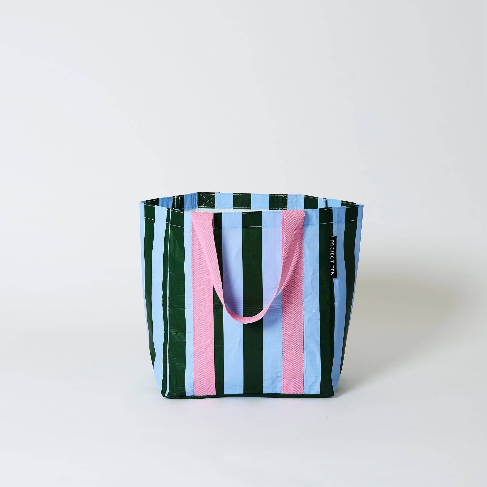 Green Blue Stripe Shopper Tote