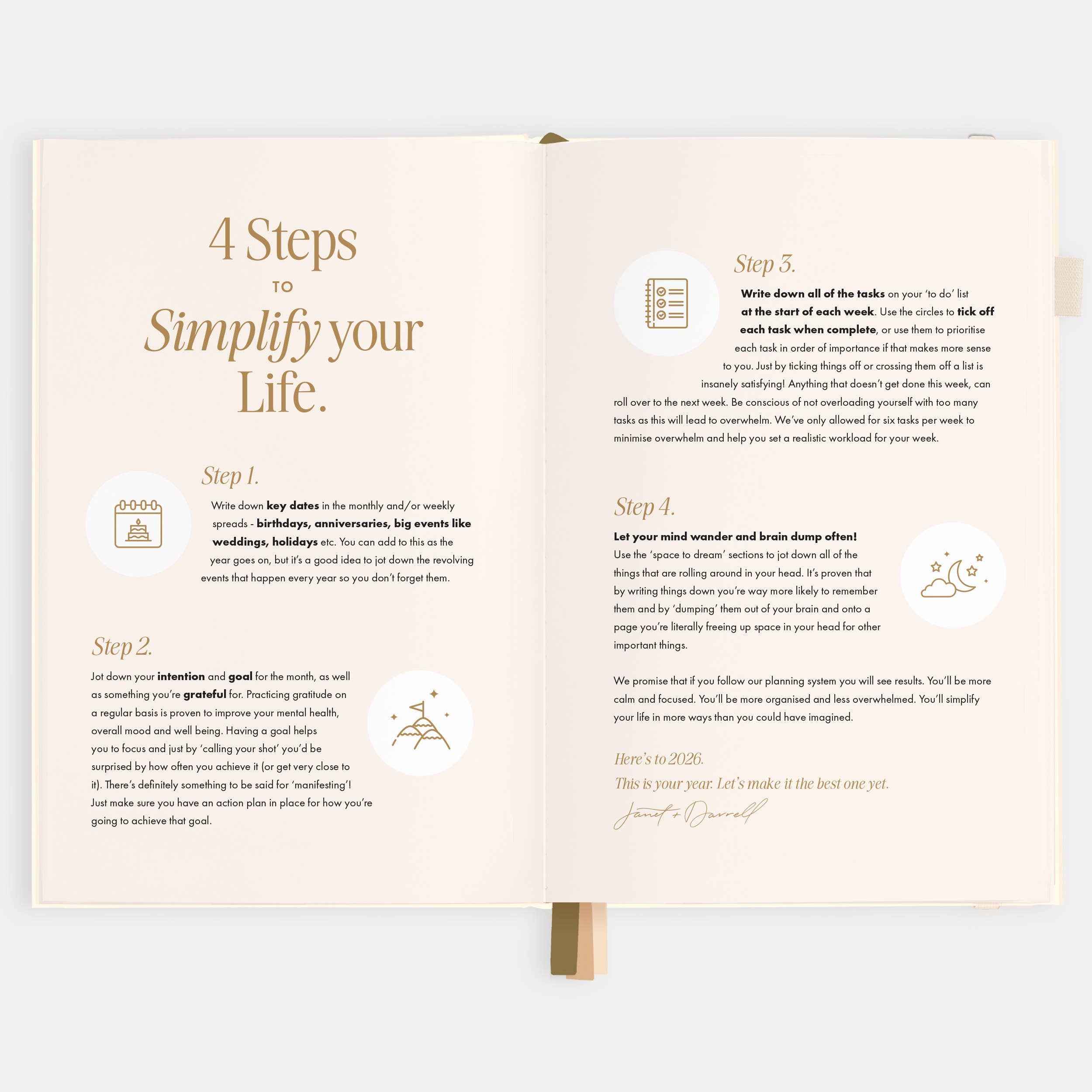 2026 Creme A5 Vertical Planner