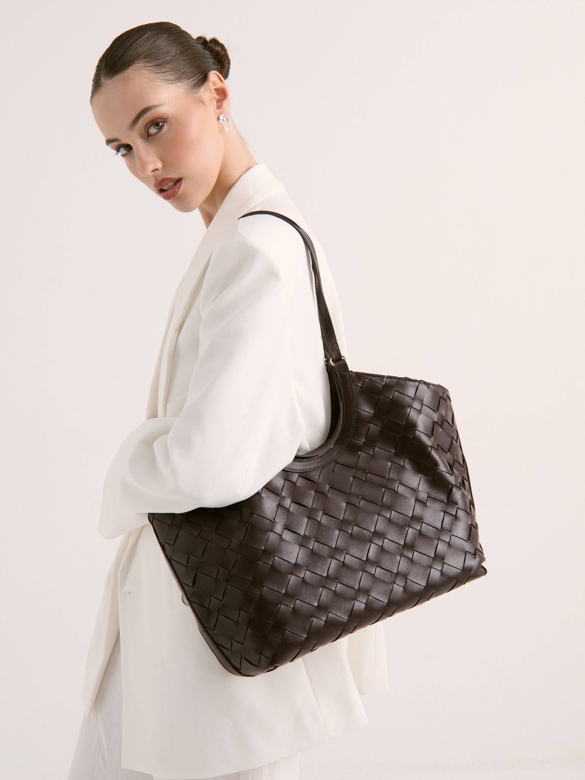 The Everyday Woven Brown Tote Bag