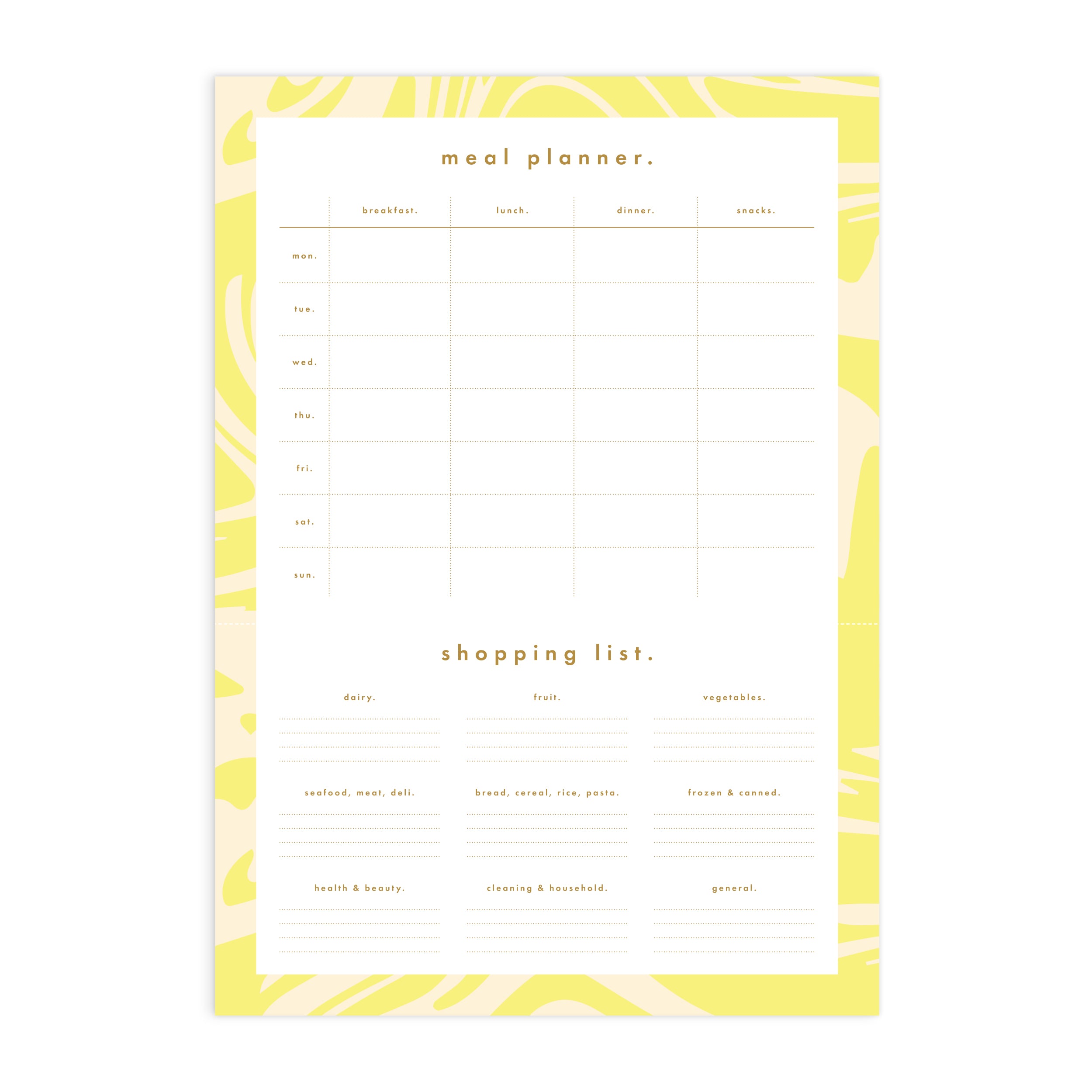 Acid Wash A4 Meal Planner Magnet Notepad