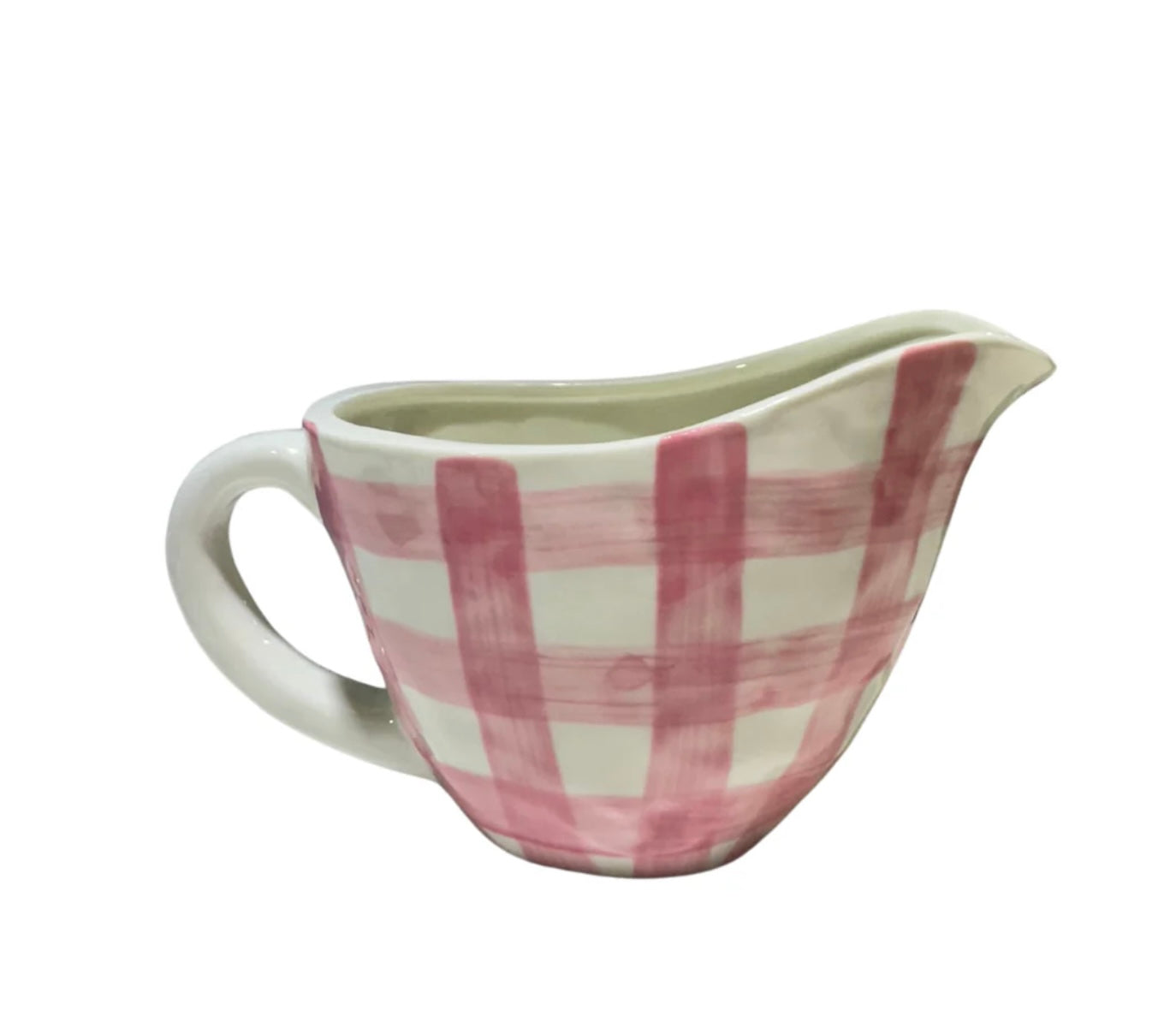 Gravy jug - pink gingham