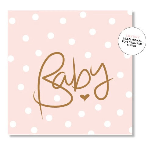 Mini polka dot baby card - pink