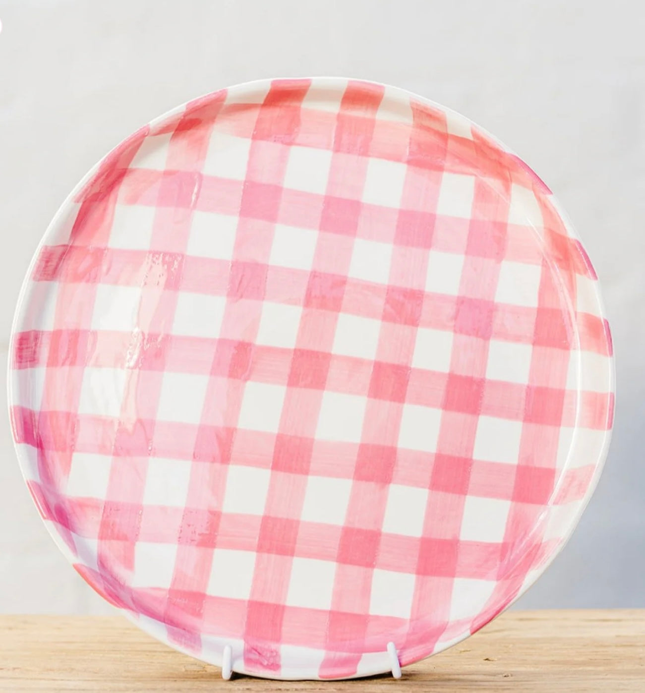 Pink Gingham Platter