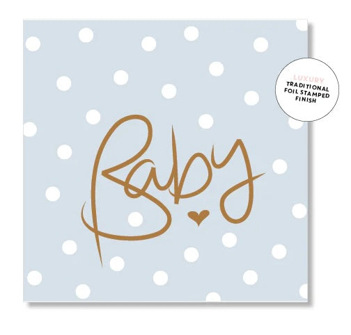 Mini polka dot baby card - blue